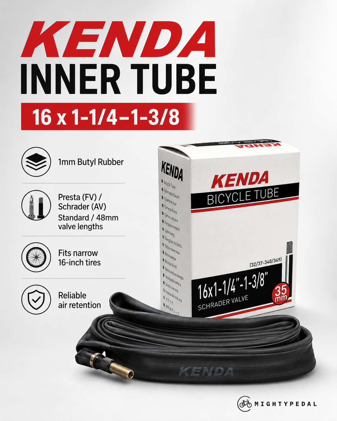 Kenda Inner Tube 16 x 1-1/4~1-3/8