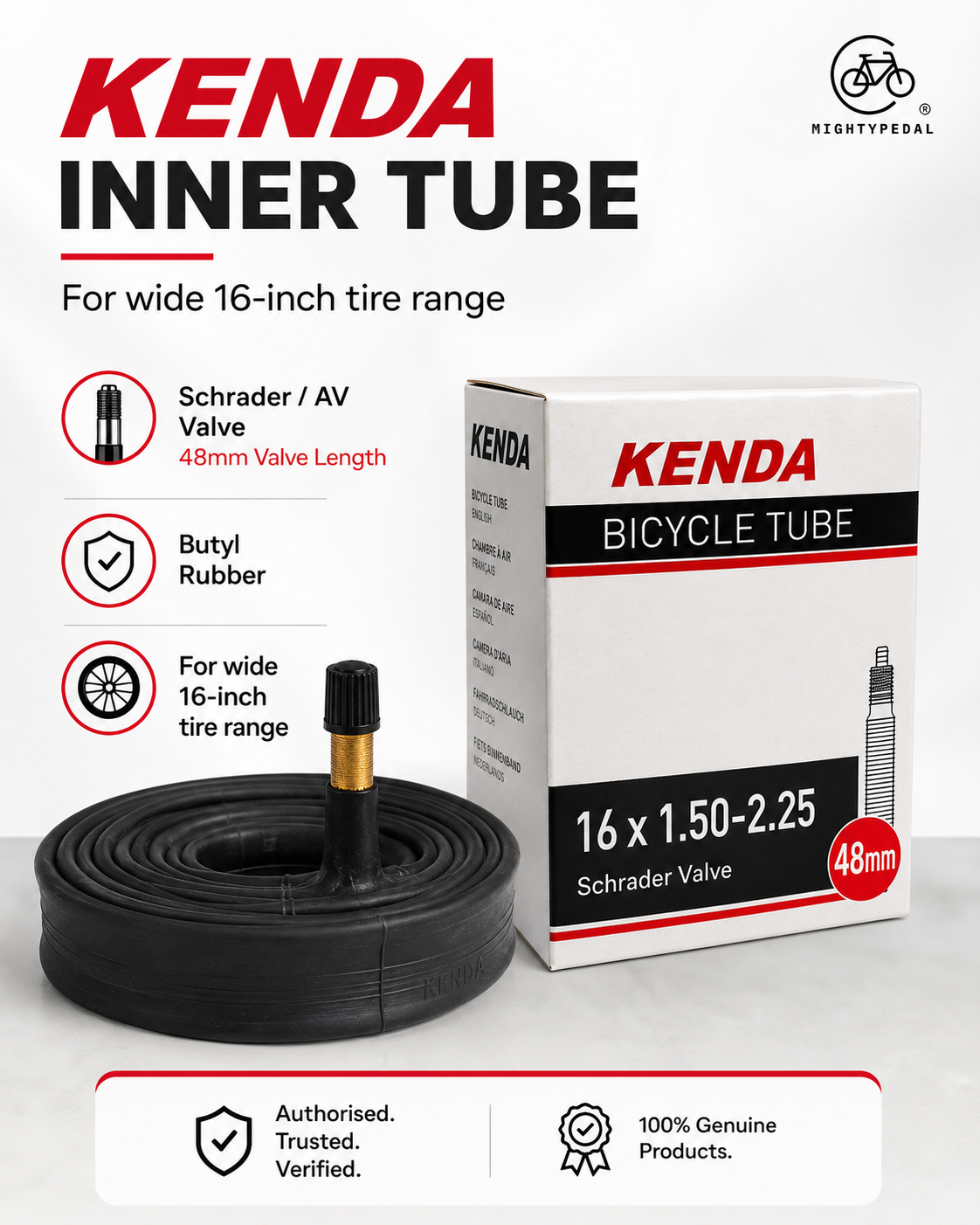 Kenda Inner Tube 16 x 1.50-2.25 48mmL