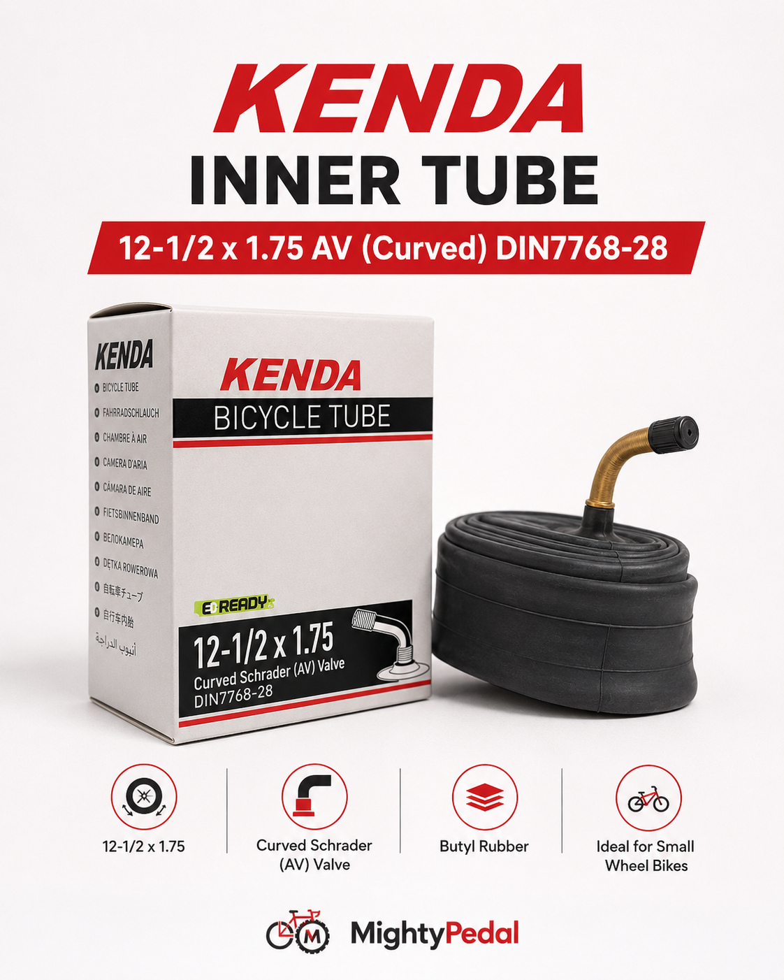Kenda Inner Tube 12-1/2 x 1.75 AV (Curved) DIN7768-28