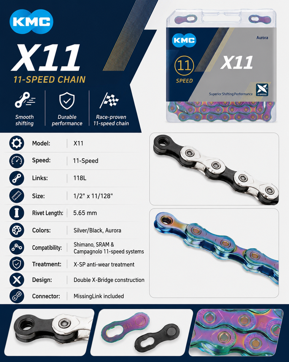 KMC X11 Chain, 11spd, 118L