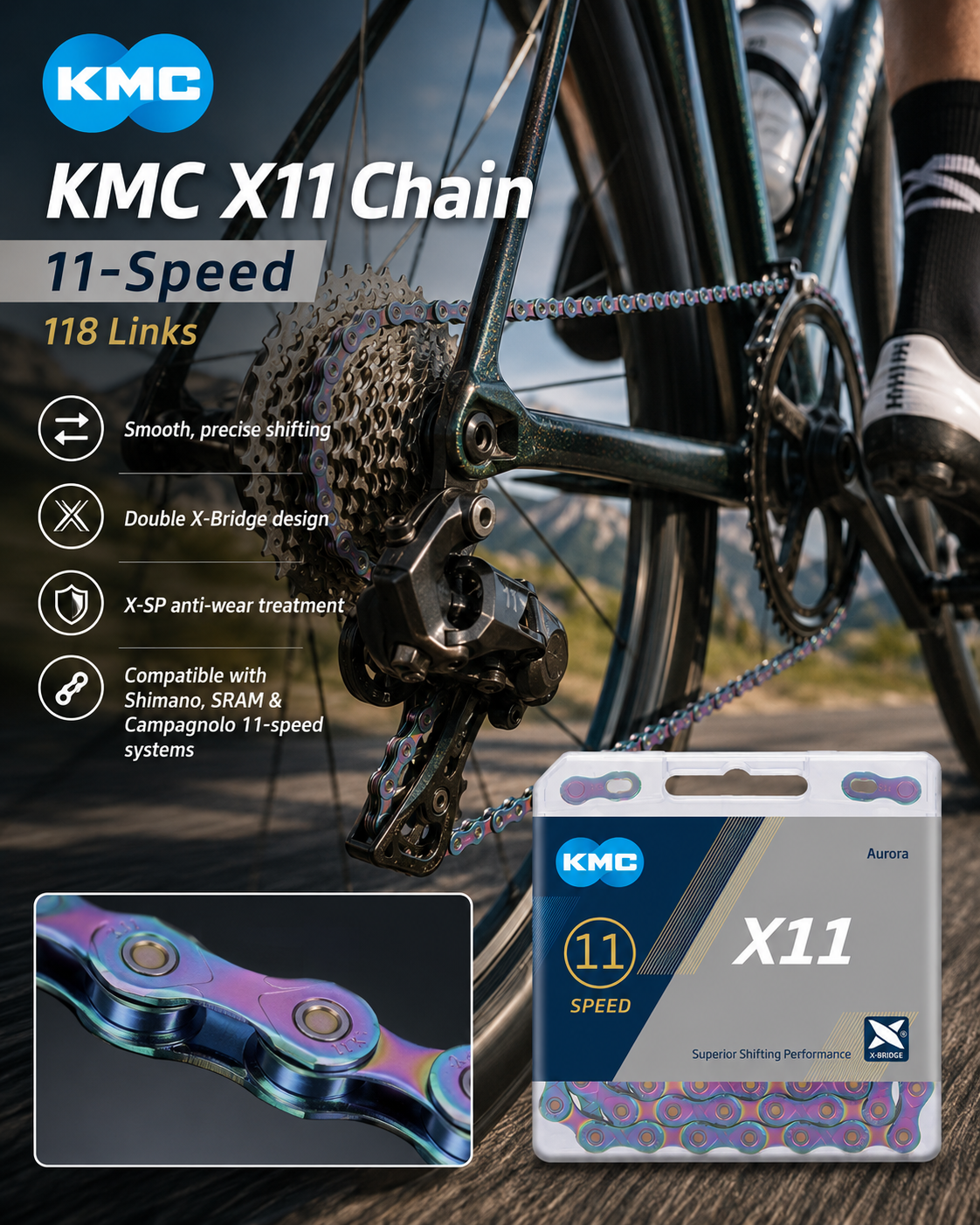 KMC X11 Chain, 11spd, 118L