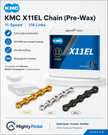 KMC X11EL Chain (Pre-Wax), 11spd, 118L