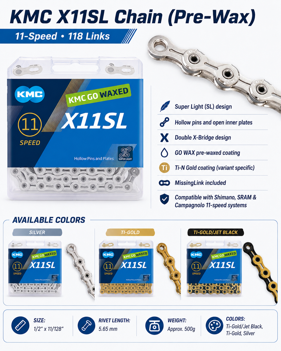 KMC X11SL Chain (Pre-Wax), 11spd, 118L