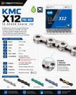 KMC X12 Chain (Pre-Wax), 12spd, 126L
