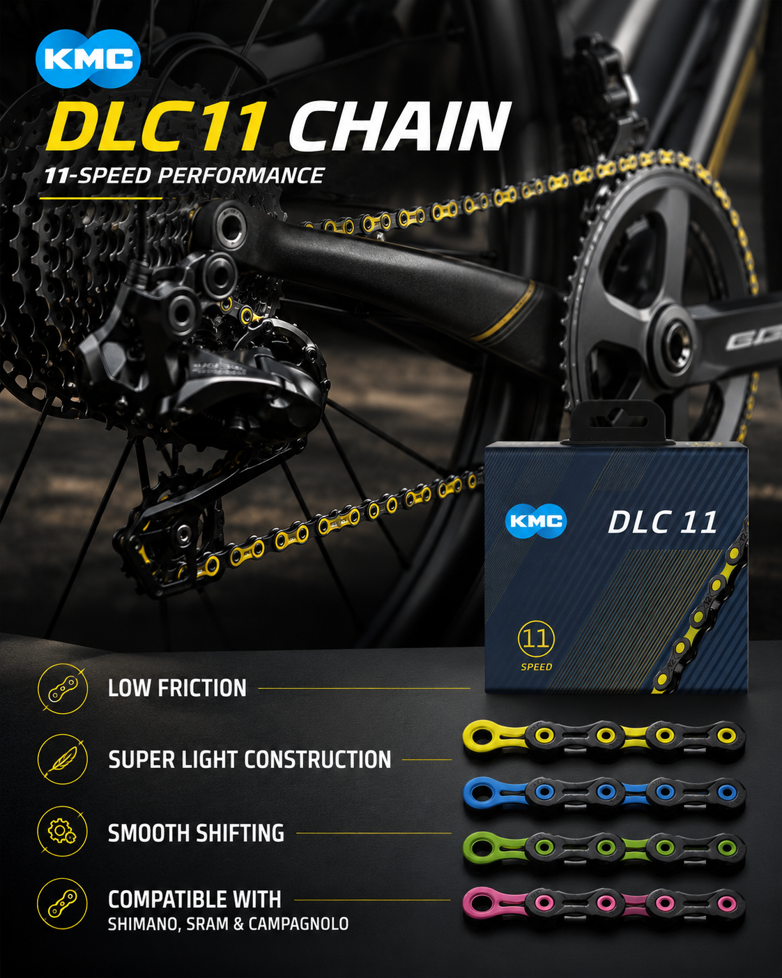 KMC DLC11 Chain, 11spd, 118L