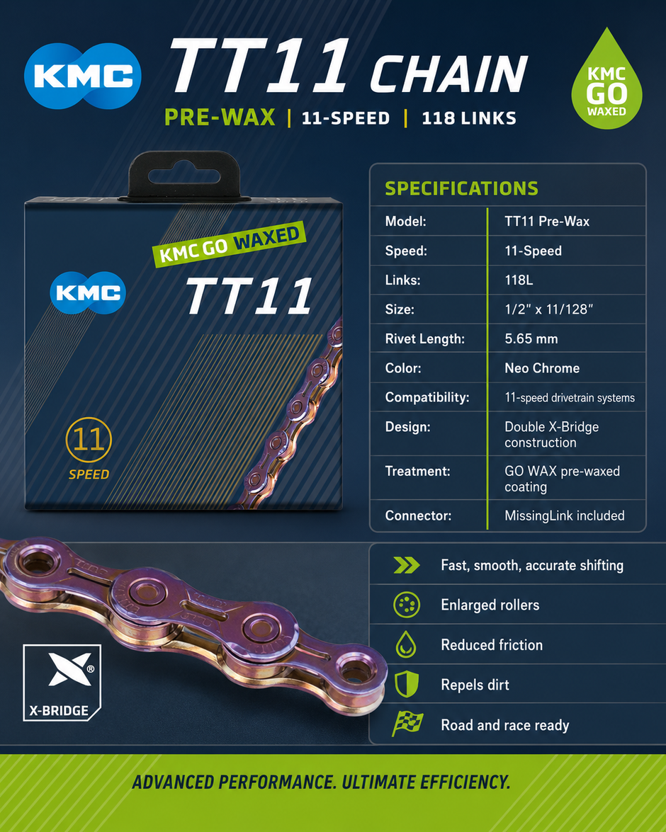 KMC TT11 Chain (Pre-Wax), 11spd, 118L
