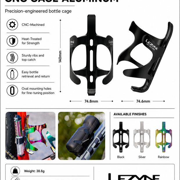 Lezyne CNC Cage Aluminum, Bicycle Bottle cages