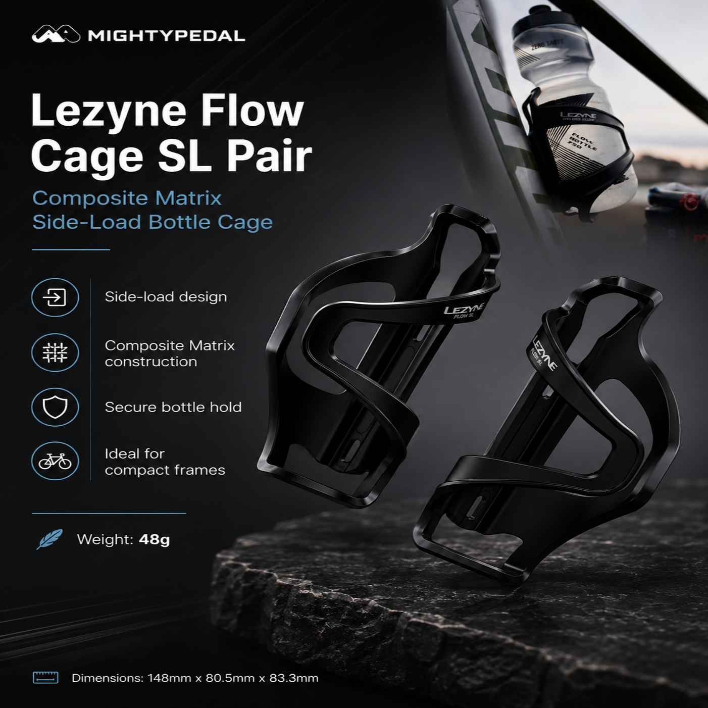 Lezyne Flow Cage SL Pair, Bicycle Bottle cage