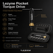 Lezyne Pocket Torque Drive tool with specifications on a black background
