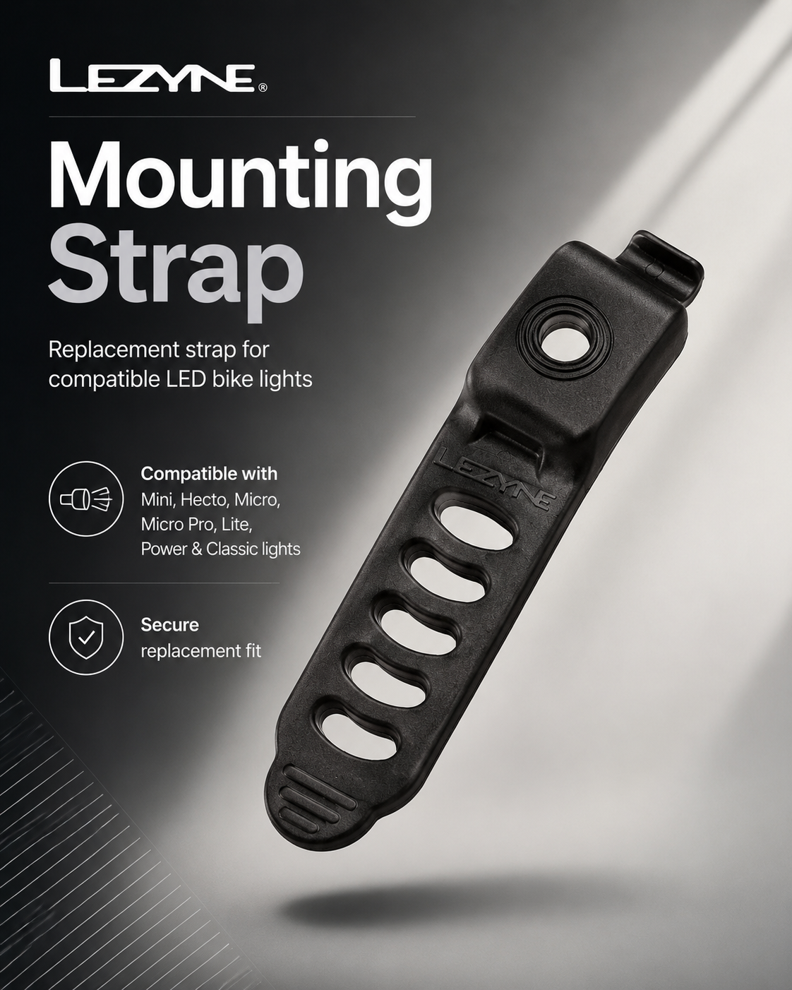 Lezyne Mounting Strap for Mini/Hecto/Micro/Classic/Micro Pro/Lite/Power, Bicycle light spare parts