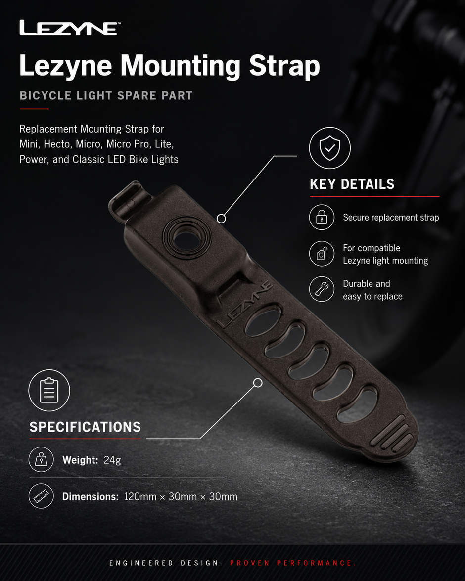 Lezyne Mounting Strap for Mini/Hecto/Micro/Classic/Micro Pro/Lite/Power, Bicycle light spare parts