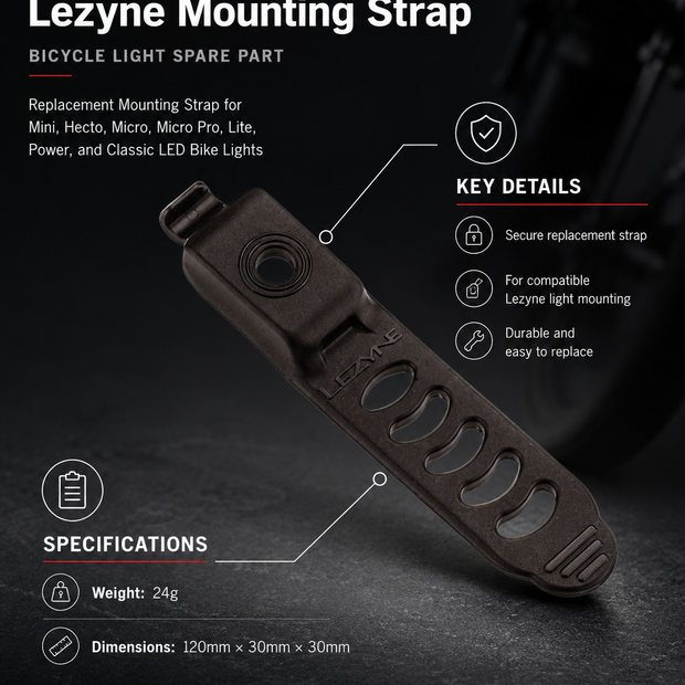 Lezyne Mounting Strap for Mini/Hecto/Micro/Classic/Micro Pro/Lite/Power, Bicycle light spare parts