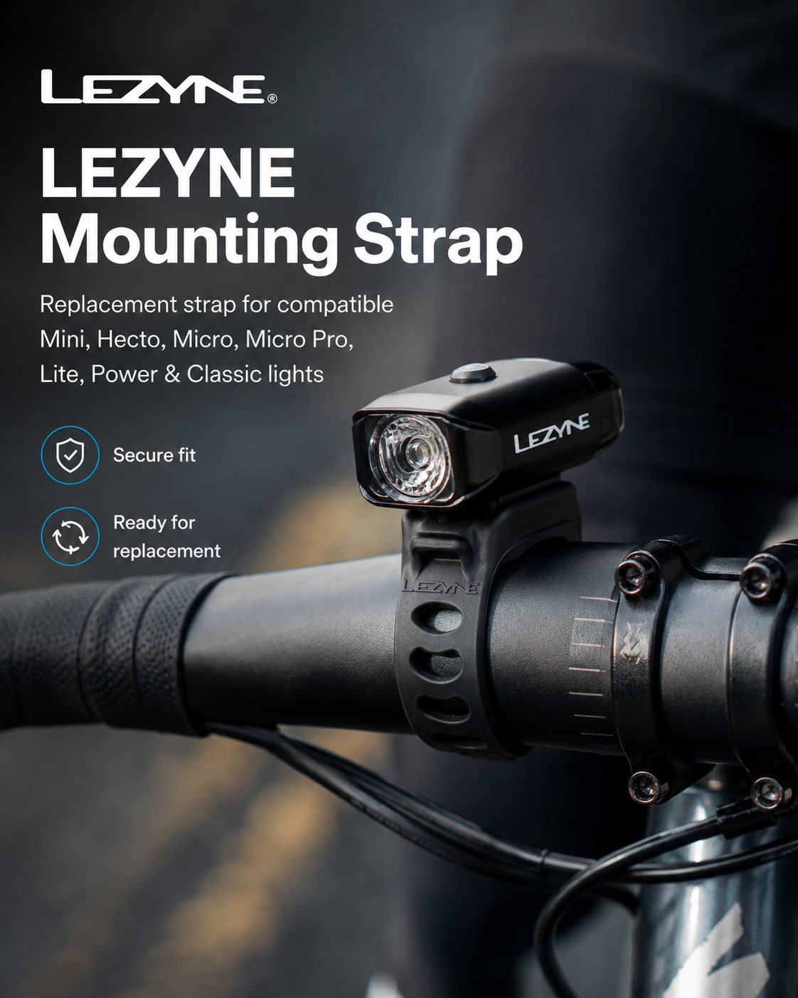 Lezyne Mounting Strap for Mini/Hecto/Micro/Classic/Micro Pro/Lite/Power, Bicycle light spare parts