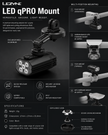Lezyne LED qPRO Mount with features and specifications on a black background