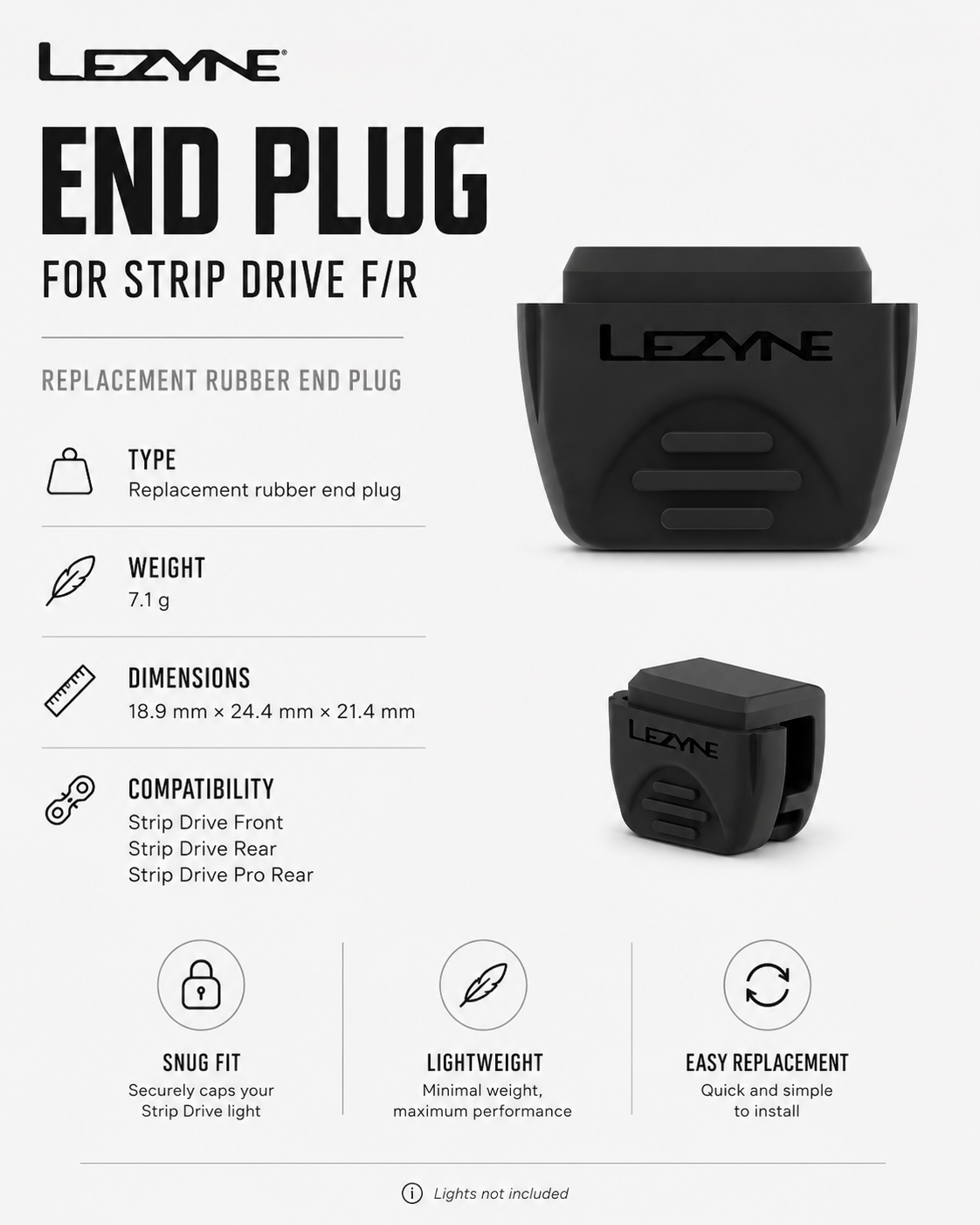 Lezyne Bicycle End Plug for Strip Drive F/R