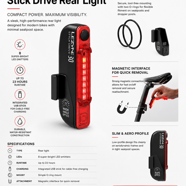 Lezyne Bicycle Stick Drive Rear Light