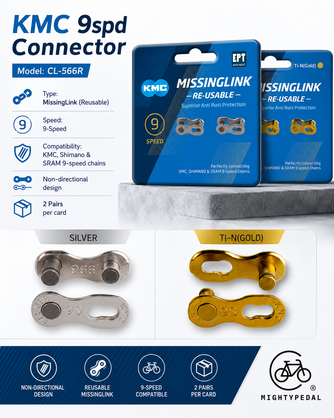 KMC 9spd Connector, CL-566R
