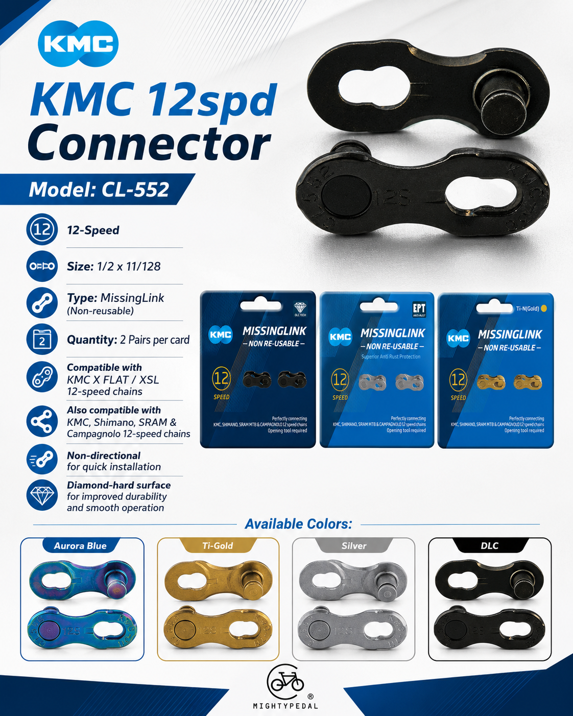 KMC 12spd Connector, CL-552 2Pairs/card