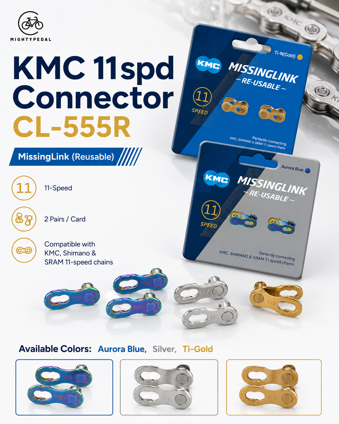 KMC 11spd Connector, CL-555R 2pair/Card