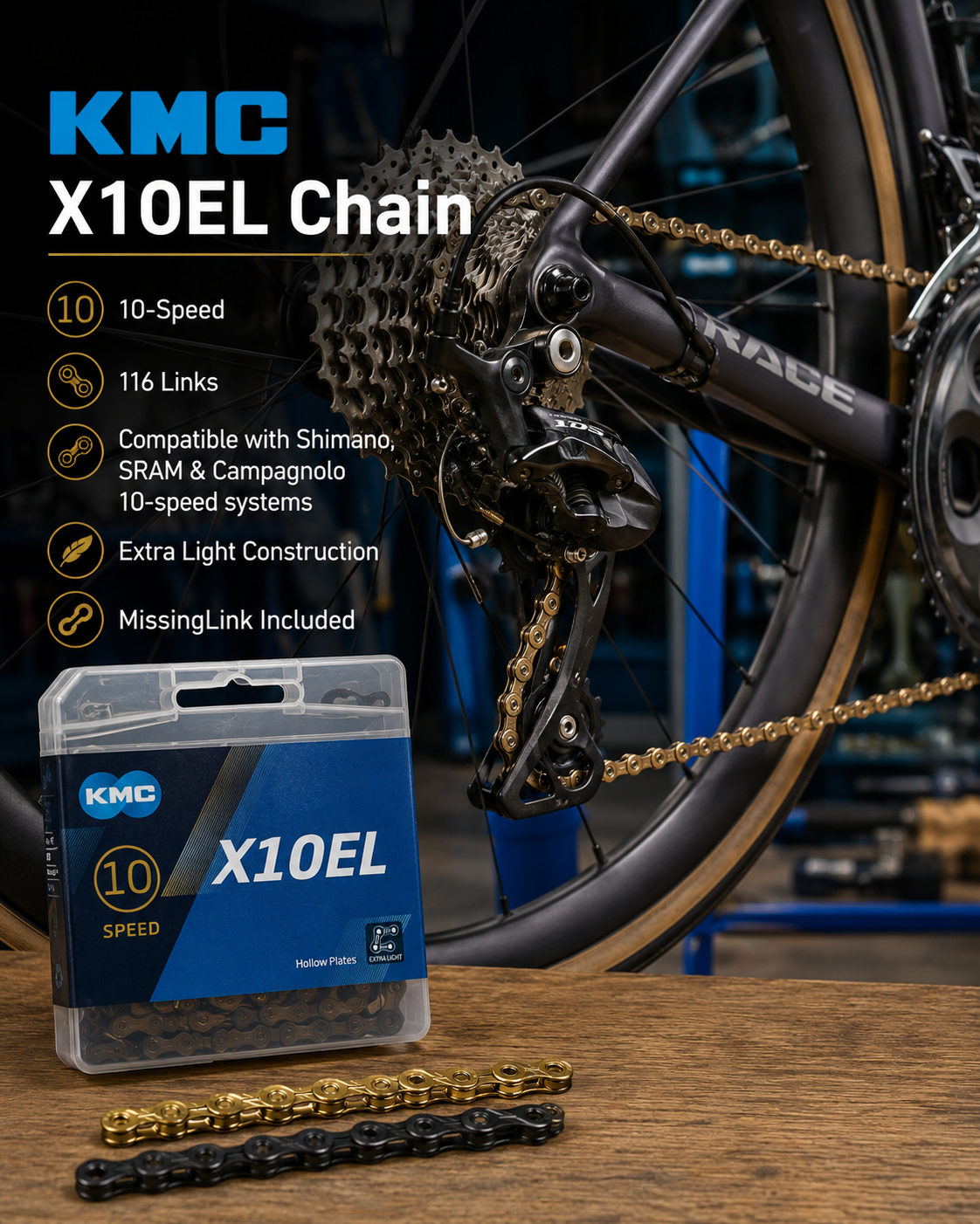KMC X10EL Chain, 10spd, 116L