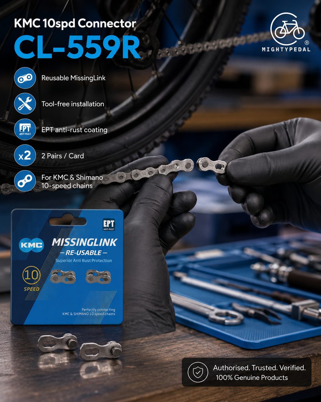 KMC 10spd Connector, CL-559R, 2-Pairs