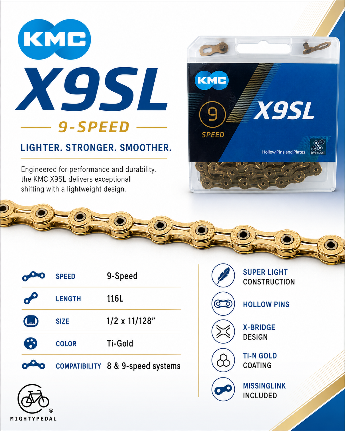KMC X9SL Chain, 9spd, 116L