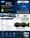 KMC X11 Chain (Pre-Wax), 11spd, 118L