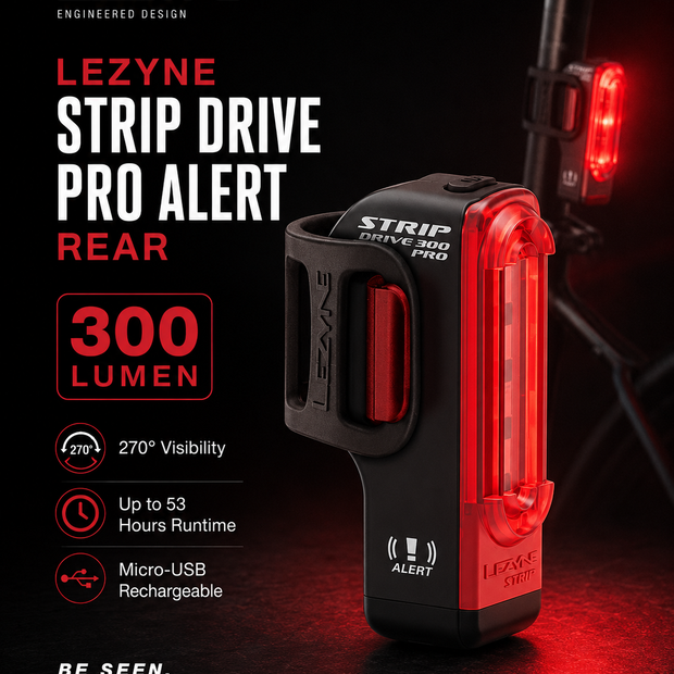 Lezyne Bicycle Strip Drive Pro Alert Rear light, 300 Lumen