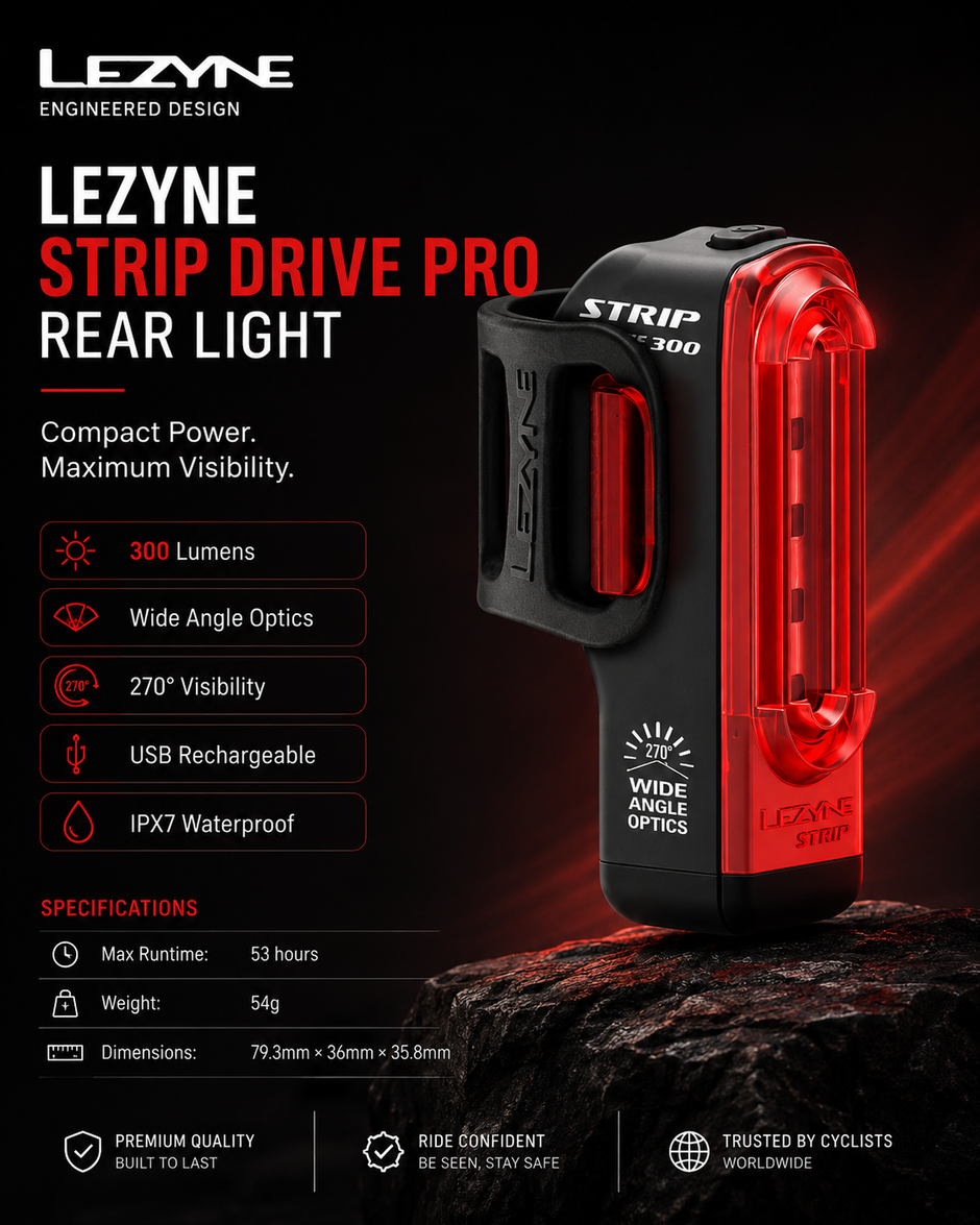 Lezyne Bicycle Strip Drive Pro Rear light, 300 Lumen