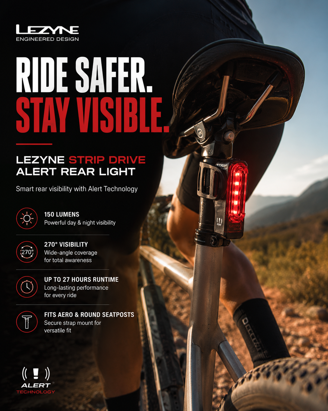 Lezyne Bicycle Strip Drive Alert Rear Light