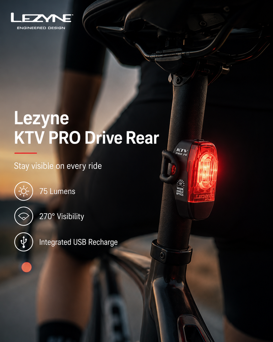 Lezyne Bicycle KTV PRO Drive Rear Light, 75 Lumen