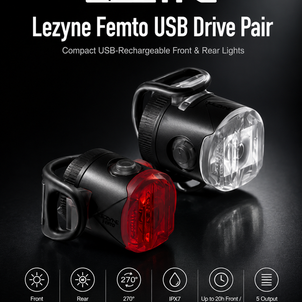 Lezyne Femto USB Drive Pair Bicycle light