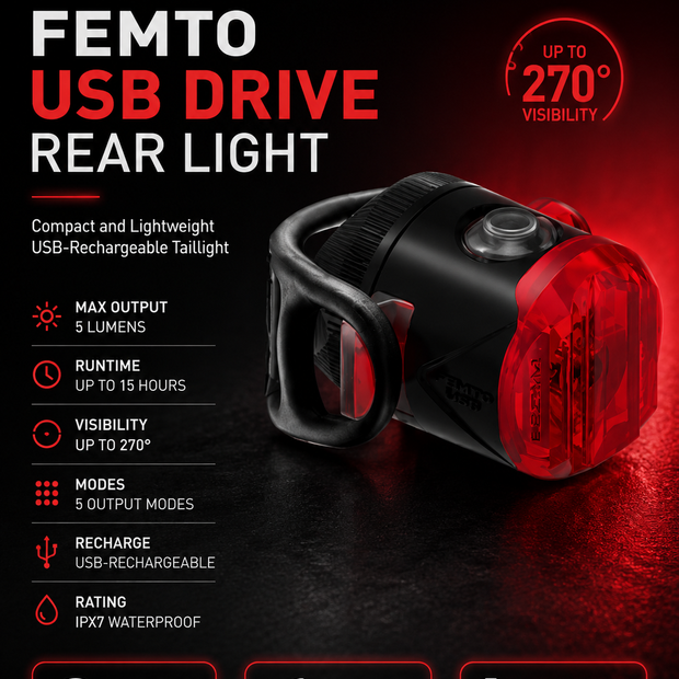 Lezyne Bicycle Femto USB Drive Rear light