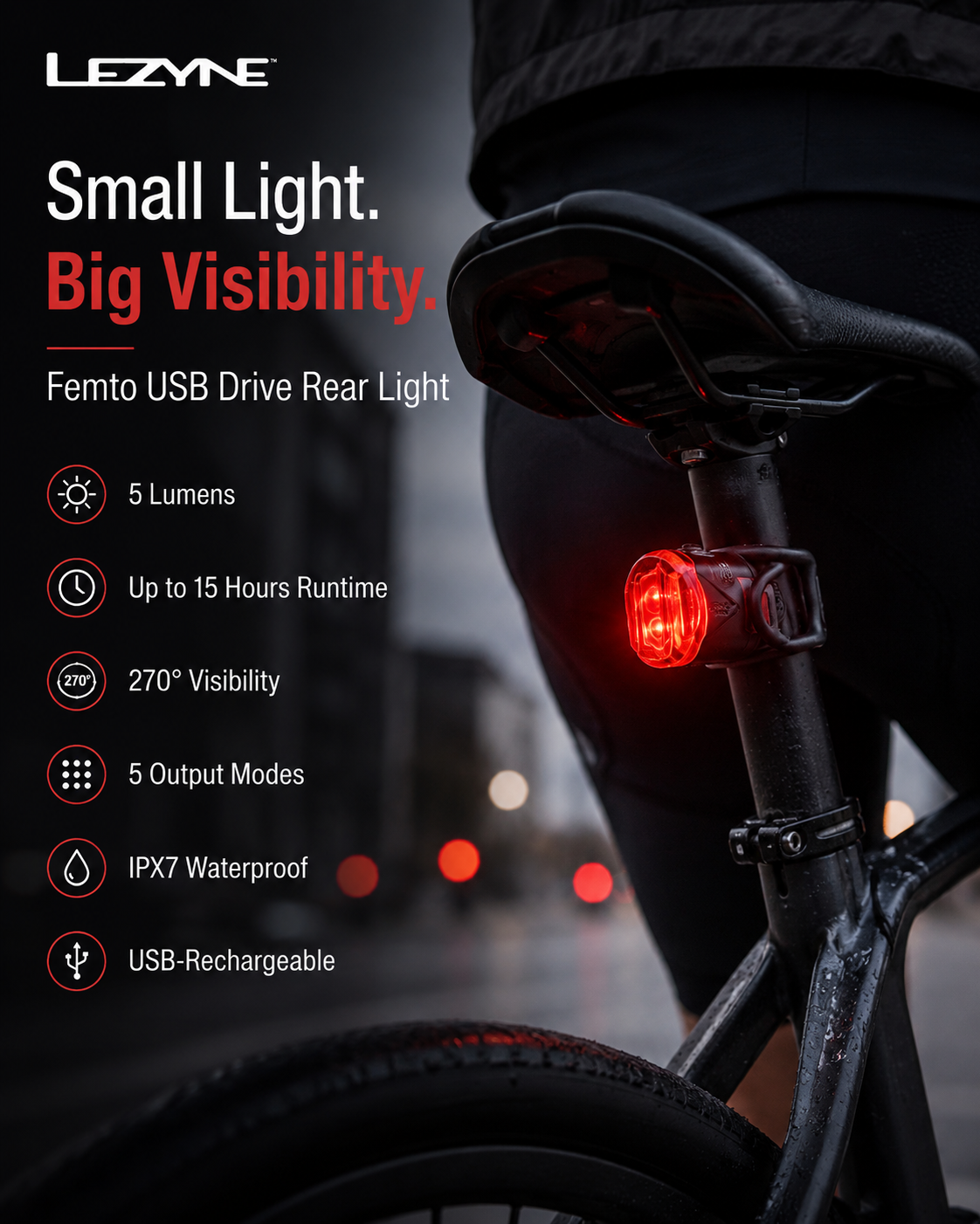 Lezyne Bicycle Femto USB Drive Rear light