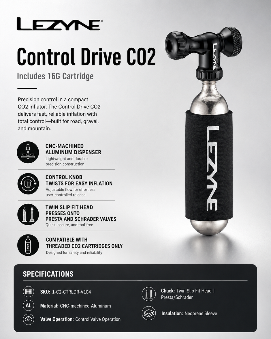 Lezyne Control Drive CO2 (with 16G Cartridge) Bicycle Pump