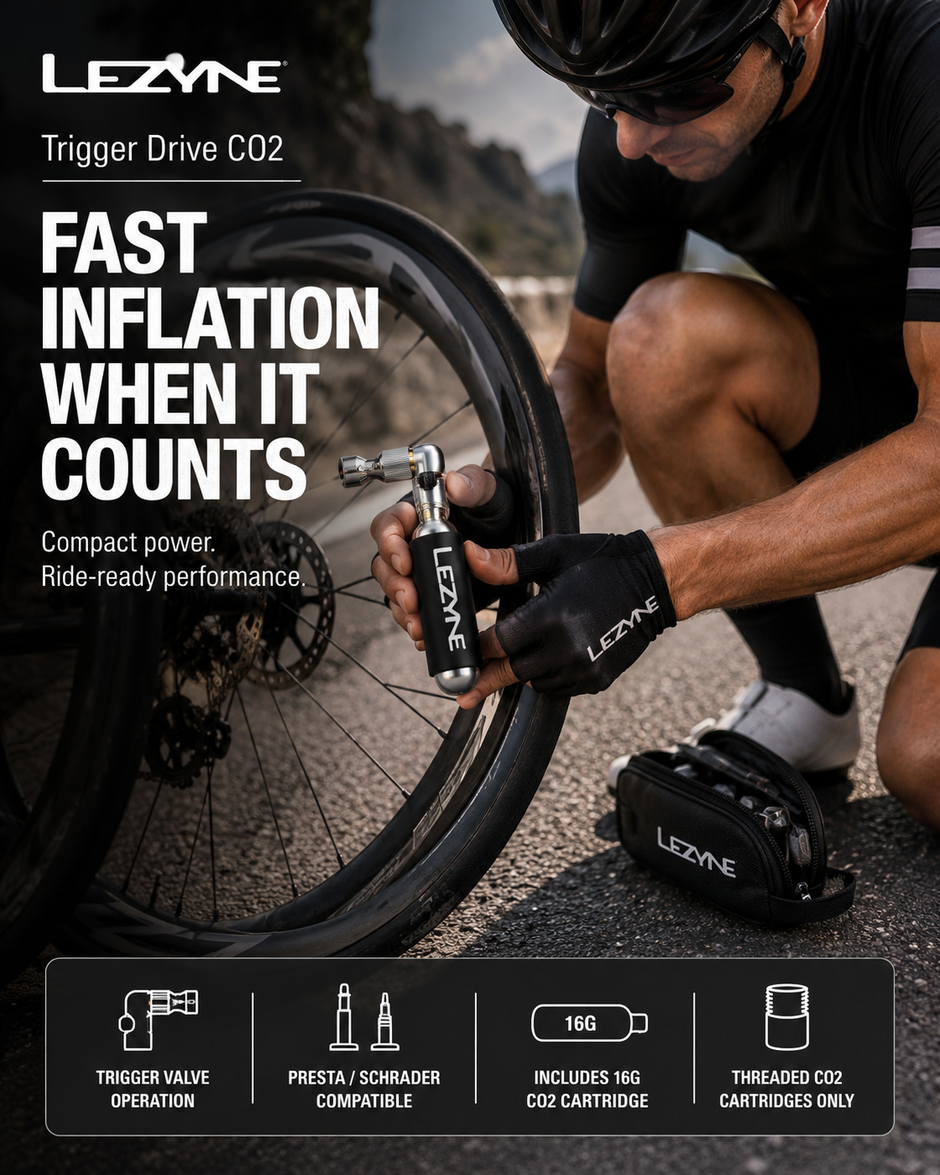 Lezyne Trigger Drive CO2 (With 16G CO2 Cartridge) Bicycle Pump