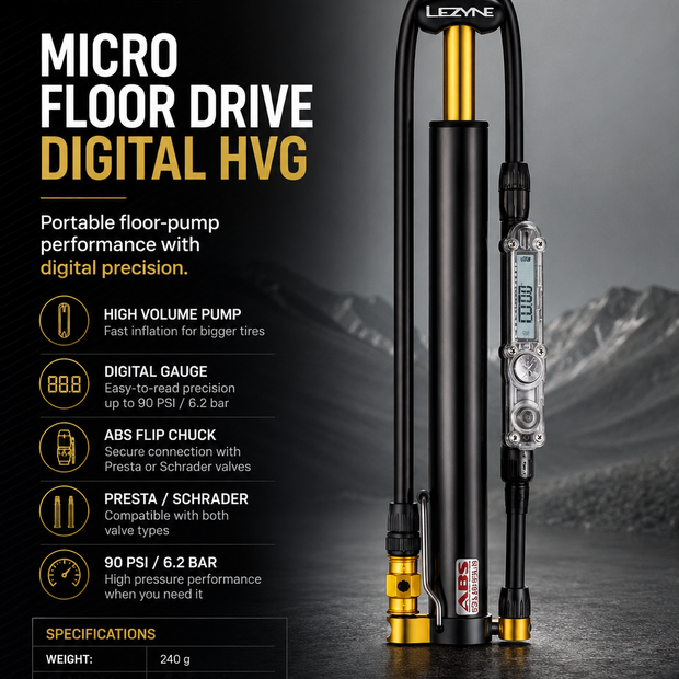 Lezyne Micro Floor Drive Digital HVG, Bicycle Pump
