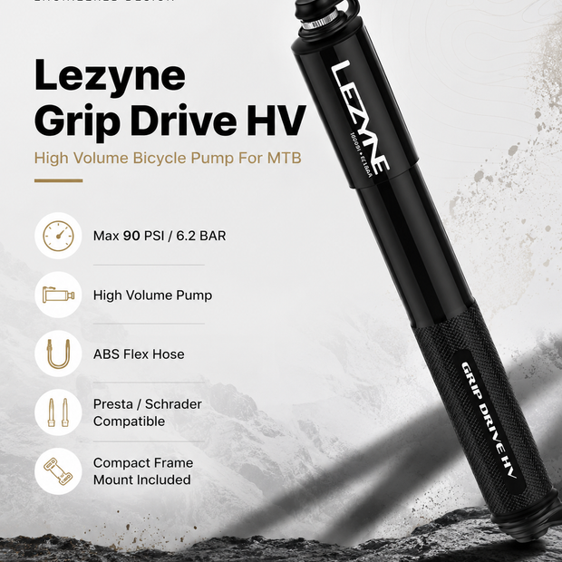 Lezyne Grip Drive HV, High Volume Bicycle Pump For MTB