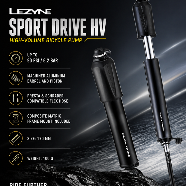 Lezyne Sport Drive HV, High Volume Bicycle Pump