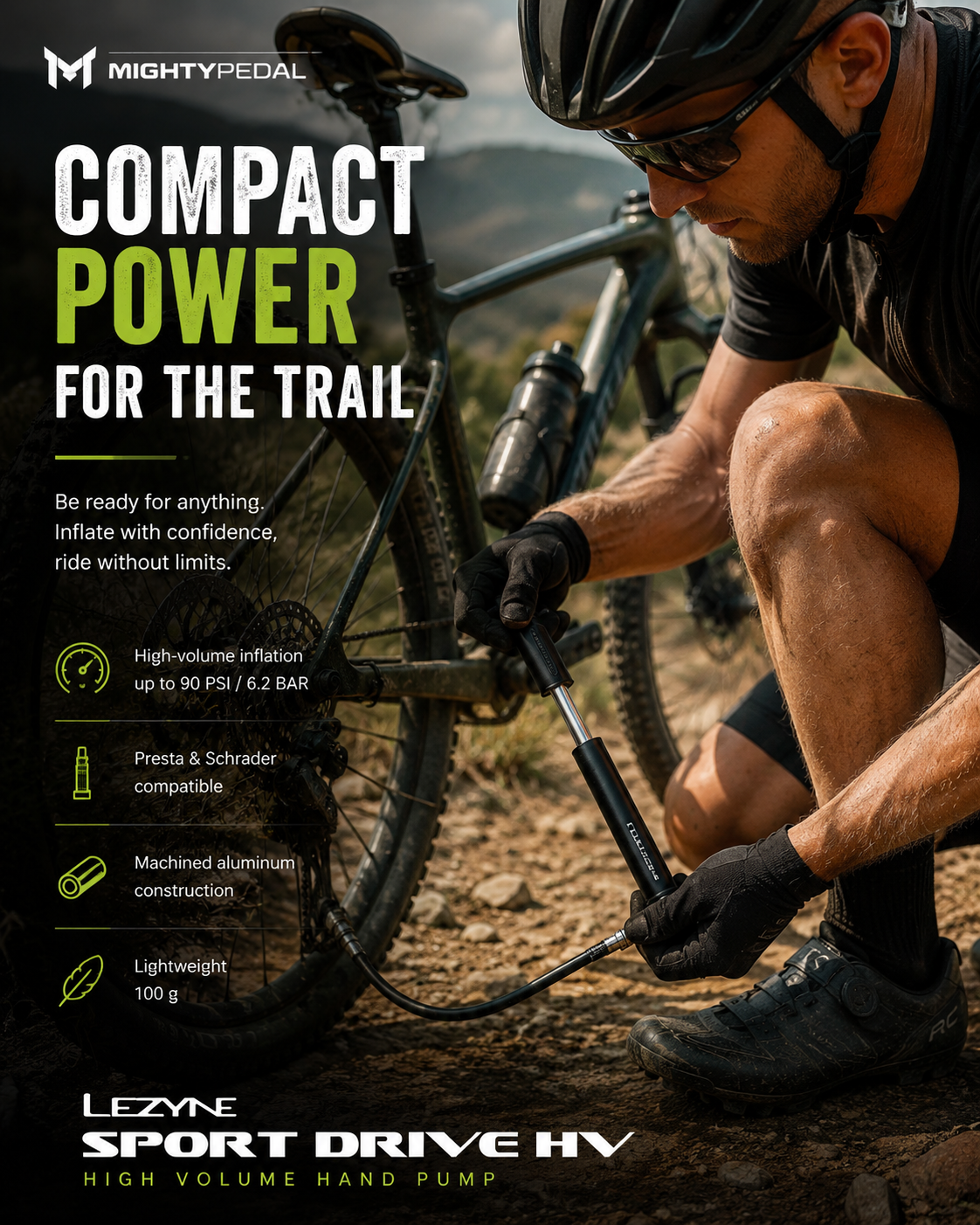 Lezyne Sport Drive HV, High Volume Bicycle Pump