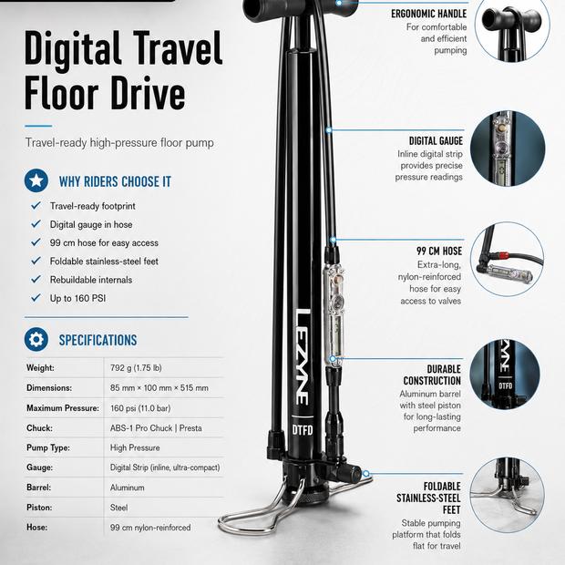 Lezyne Digital Travel Floor Drive Bicycle Pump