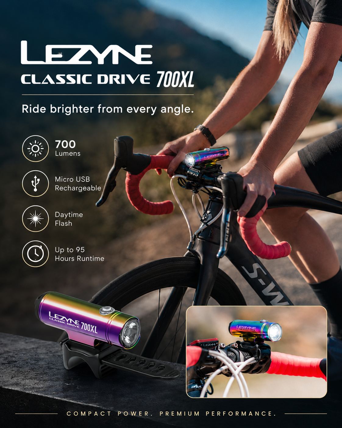 Lezyne Classic Drive 700XL Bicycle light (Neo Metallic)