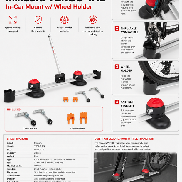 Minoura Vergo-TA2 In-Car Mount w/Wheel Holder