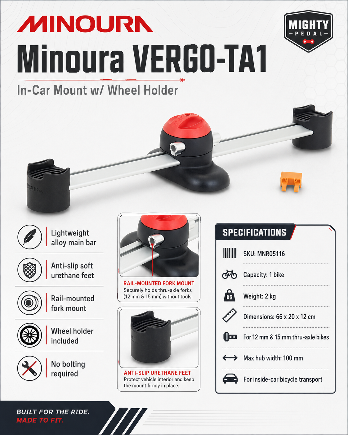 Minoura Vergo-TA1 In-Car Mount w/Wheel Holder