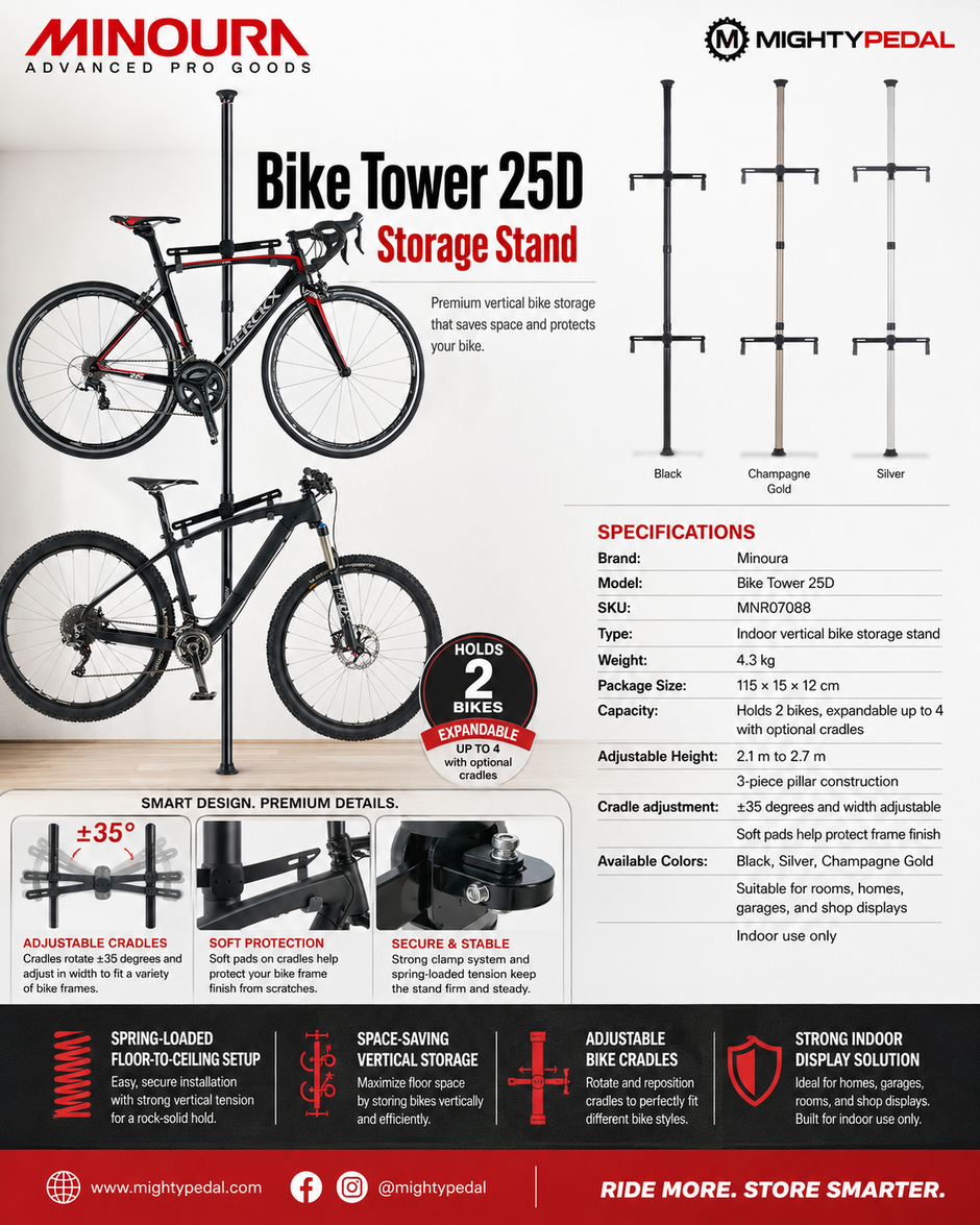 Minoura Bike Tower 25D Storage Stand (Black Color)
