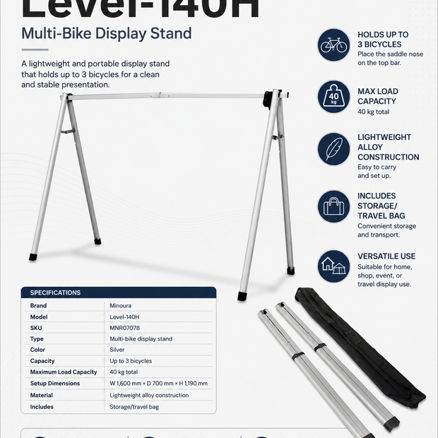 Minoura Level-140H Display Stand, Silver