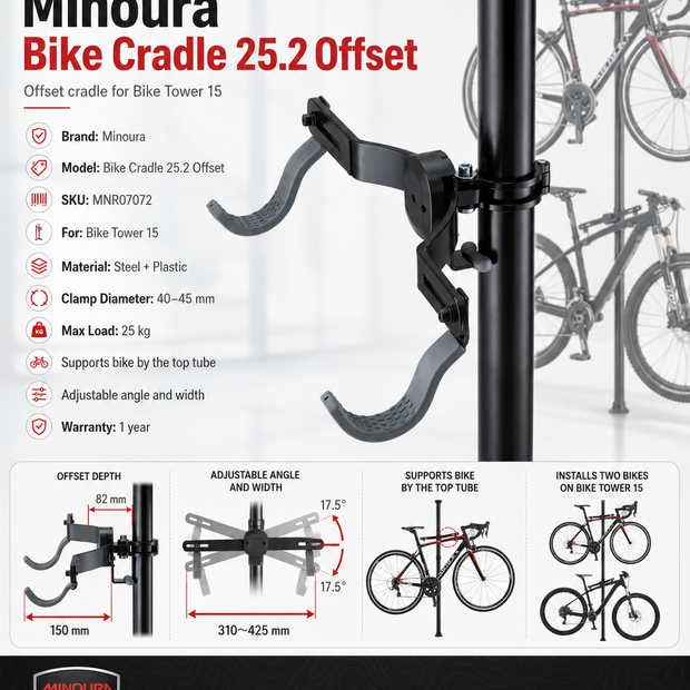 Minoura Bike Offset Cradle 25.2 For Bike Tower 15