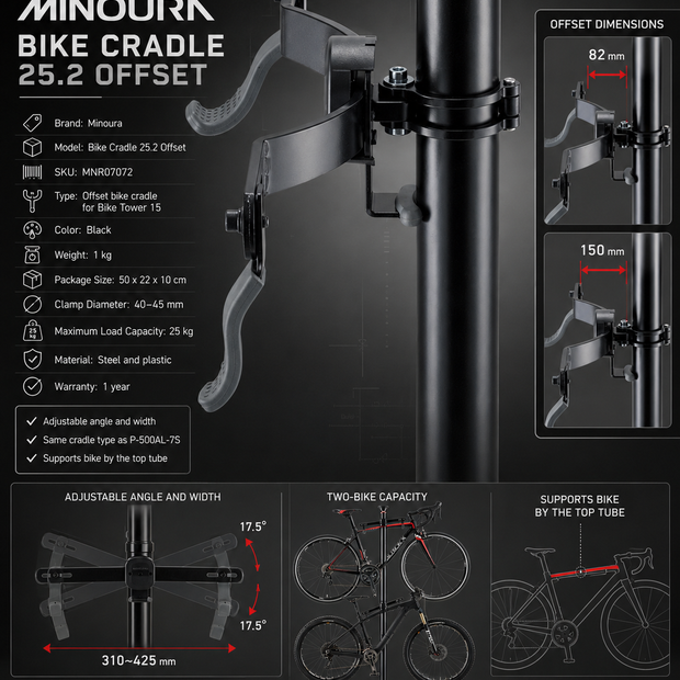 Minoura Bike Offset Cradle 25.2 For Bike Tower 15