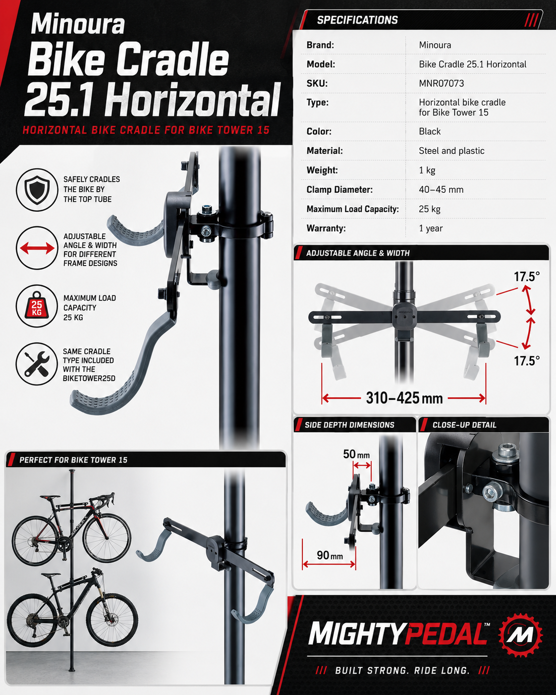 Minoura Bike Cradle 25.1 For Bike Tower 15