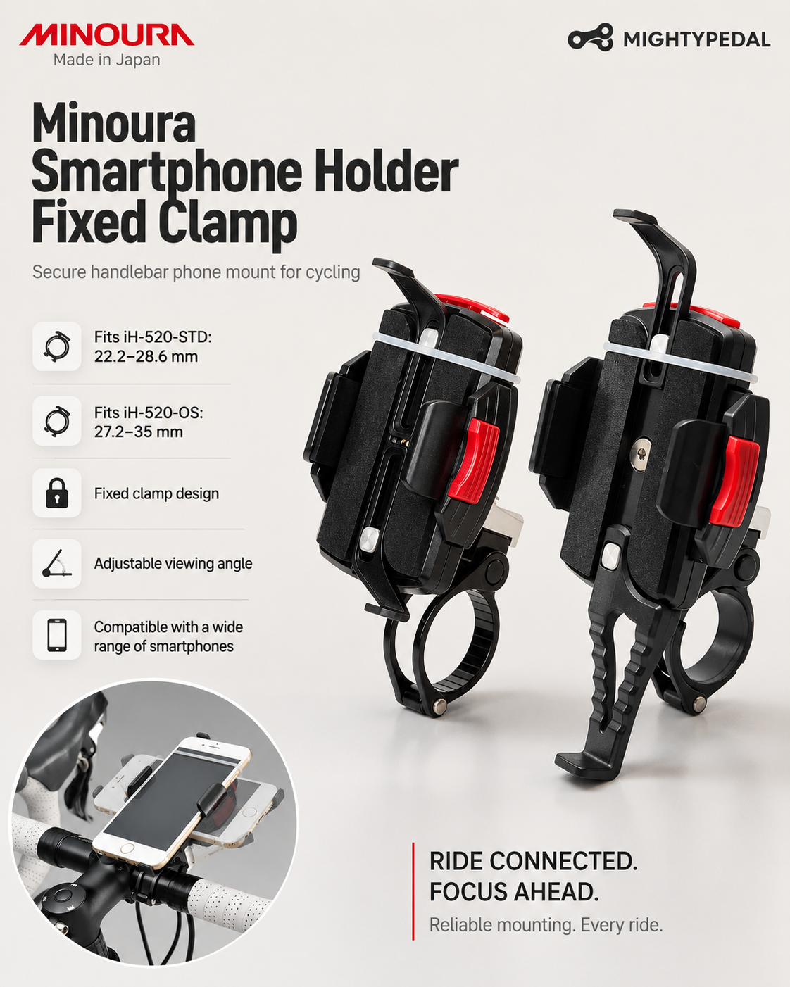 Minoura Smartphone Holder Fixed Clamp